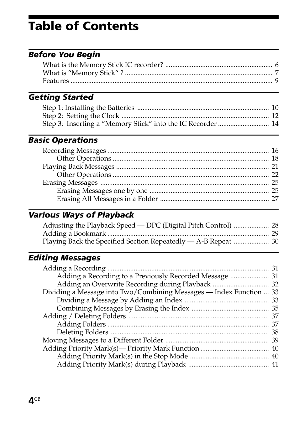 Sony ICD-MS515VTP User Manual | Page 4 / 96