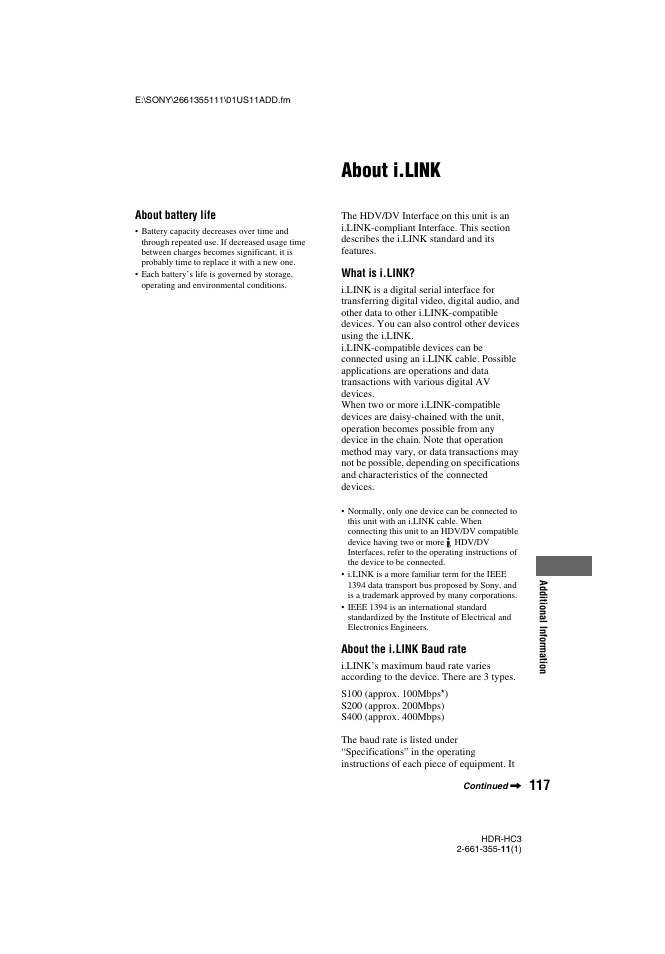 About i.link | Sony HDR-HC3 User Manual | Page 117 / 135