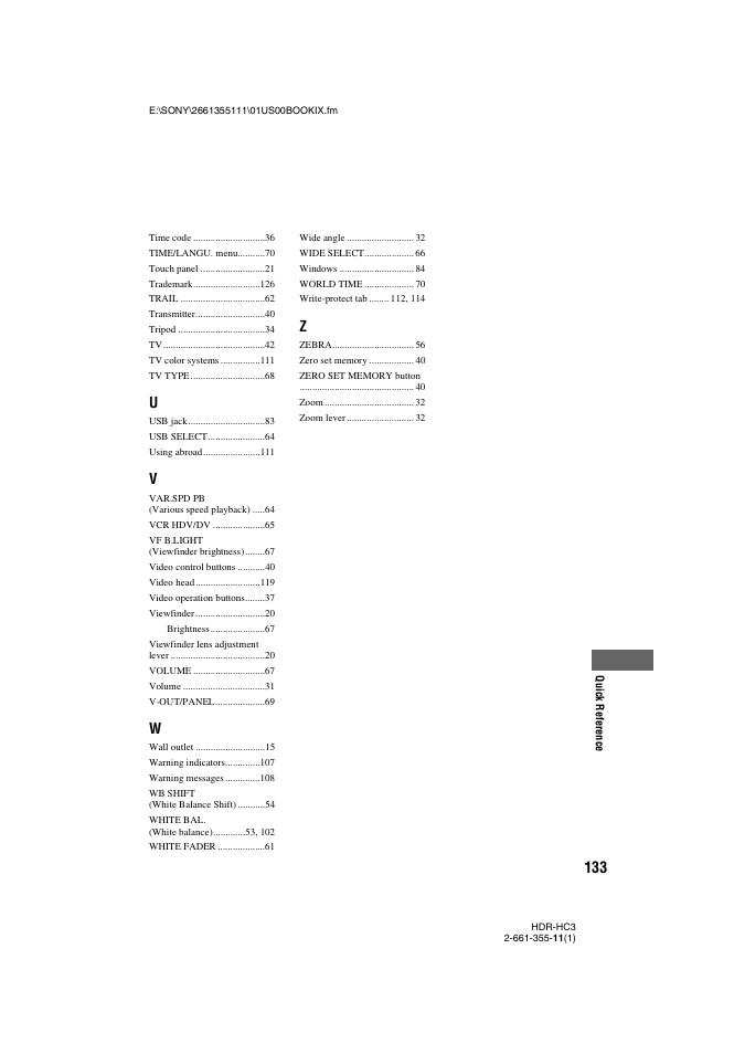 Sony HDR-HC3 User Manual | Page 133 / 135