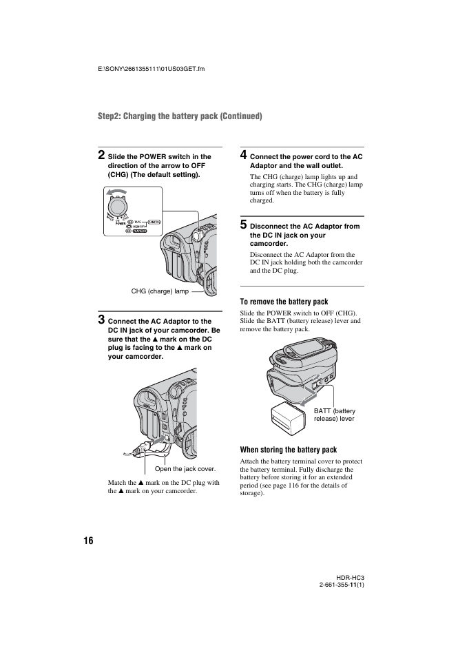 Sony HDR-HC3 User Manual | Page 16 / 135