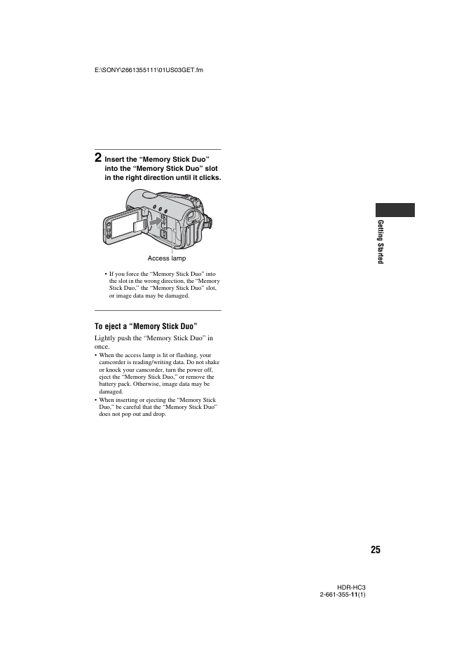 Sony HDR-HC3 User Manual | Page 25 / 135