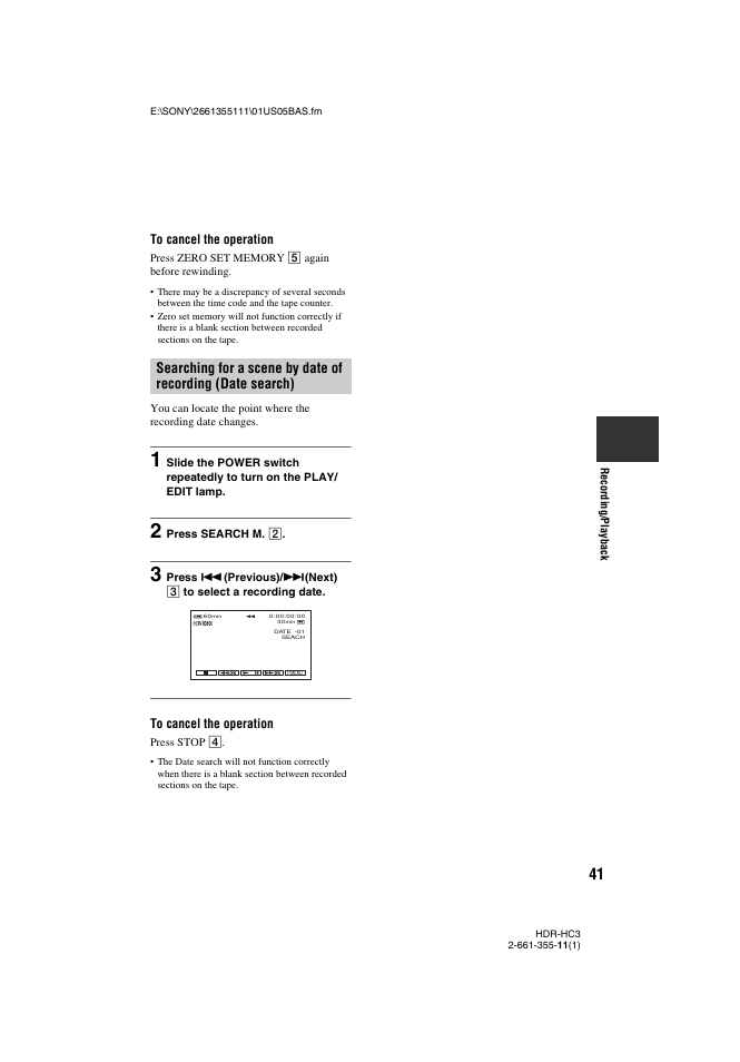 P. 41) | Sony HDR-HC3 User Manual | Page 41 / 135