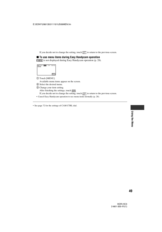 Sony HDR-HC3 User Manual | Page 49 / 135