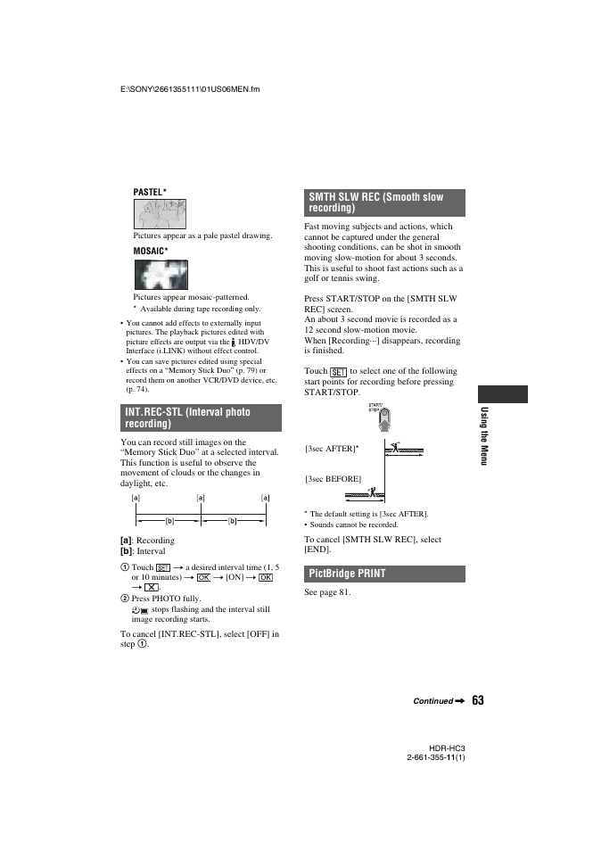 Sony HDR-HC3 User Manual | Page 63 / 135