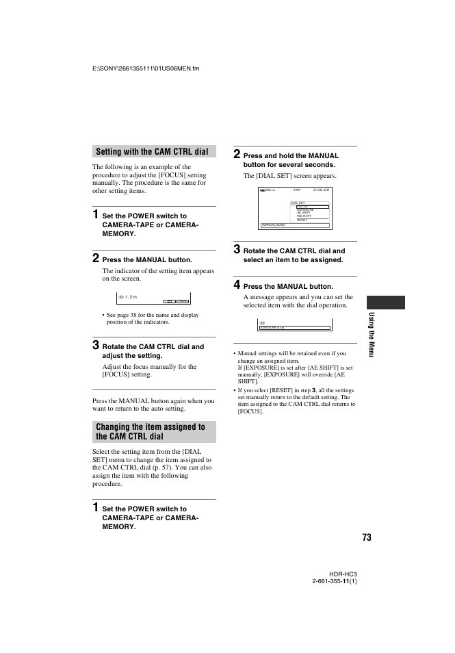 Sony HDR-HC3 User Manual | Page 73 / 135