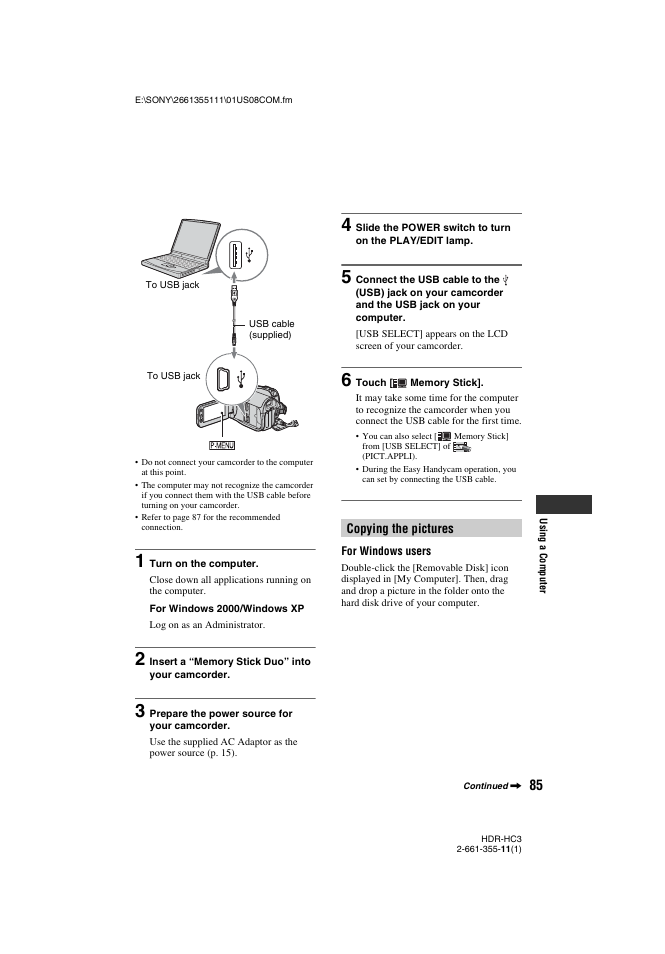 Sony HDR-HC3 User Manual | Page 85 / 135