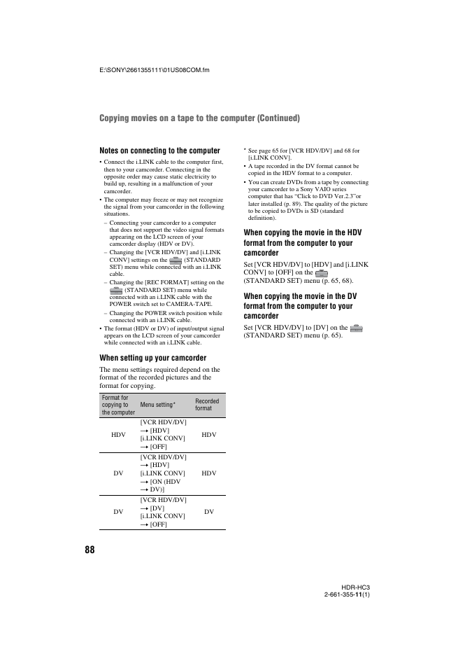 Sony HDR-HC3 User Manual | Page 88 / 135