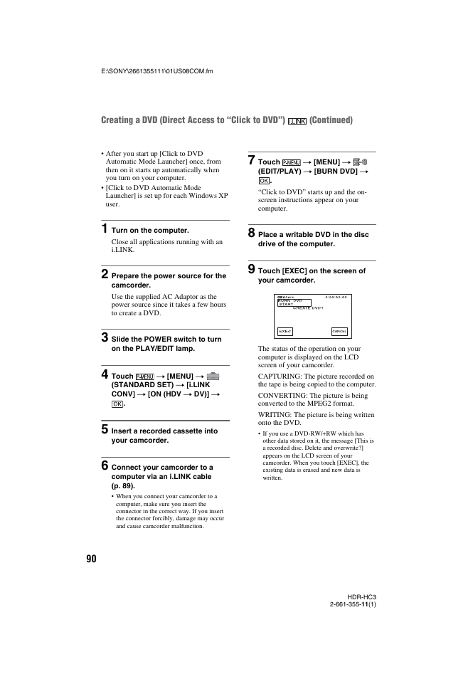 Sony HDR-HC3 User Manual | Page 90 / 135