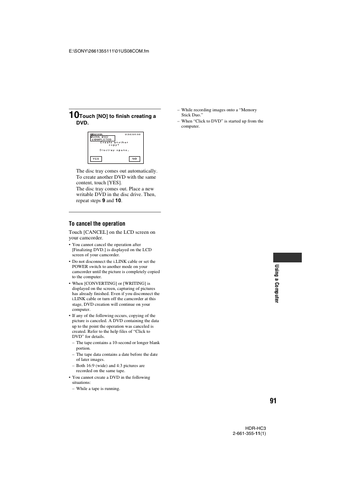 Sony HDR-HC3 User Manual | Page 91 / 135