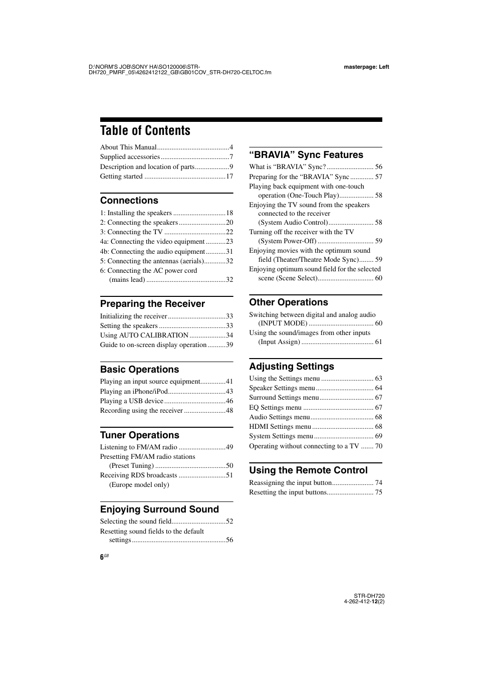 Sony STR-DH720 User Manual | Page 6 / 88