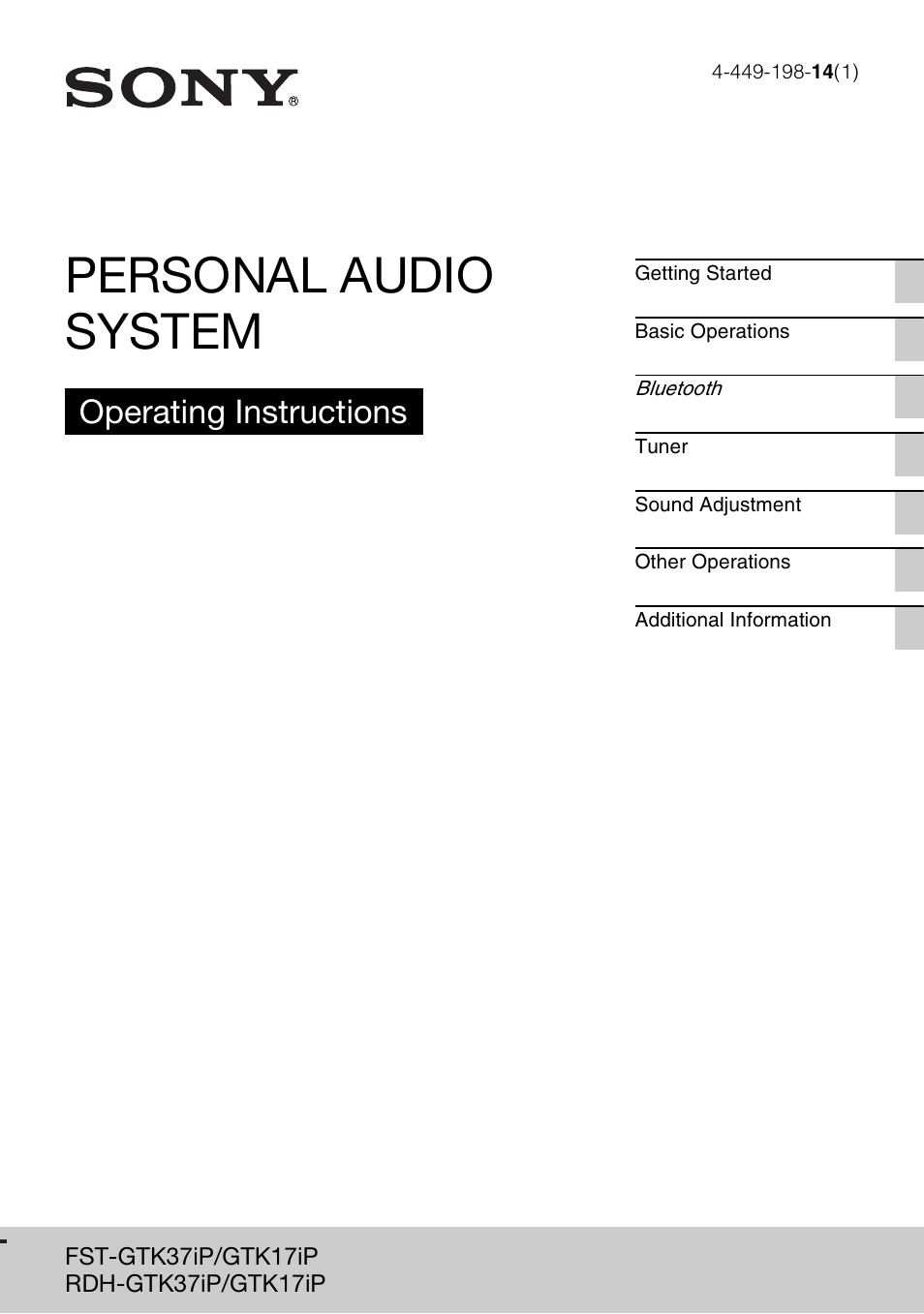 Sony RDH-GTK37iP User Manual | 36 pages