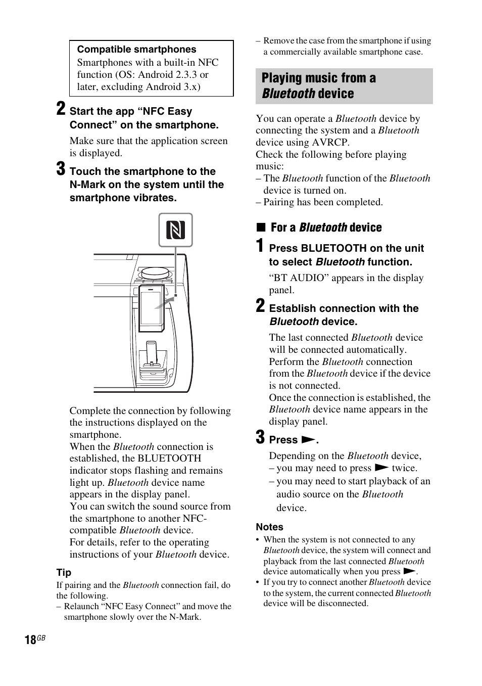 Playing music from a bluetooth device | Sony RDH-GTK37iP User Manual | Page 18 / 36