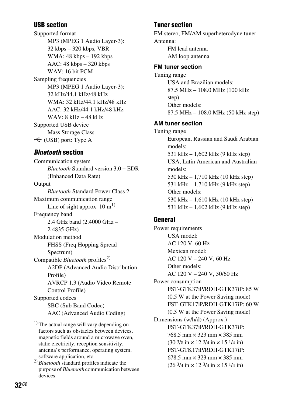 General | Sony RDH-GTK37iP User Manual | Page 32 / 36