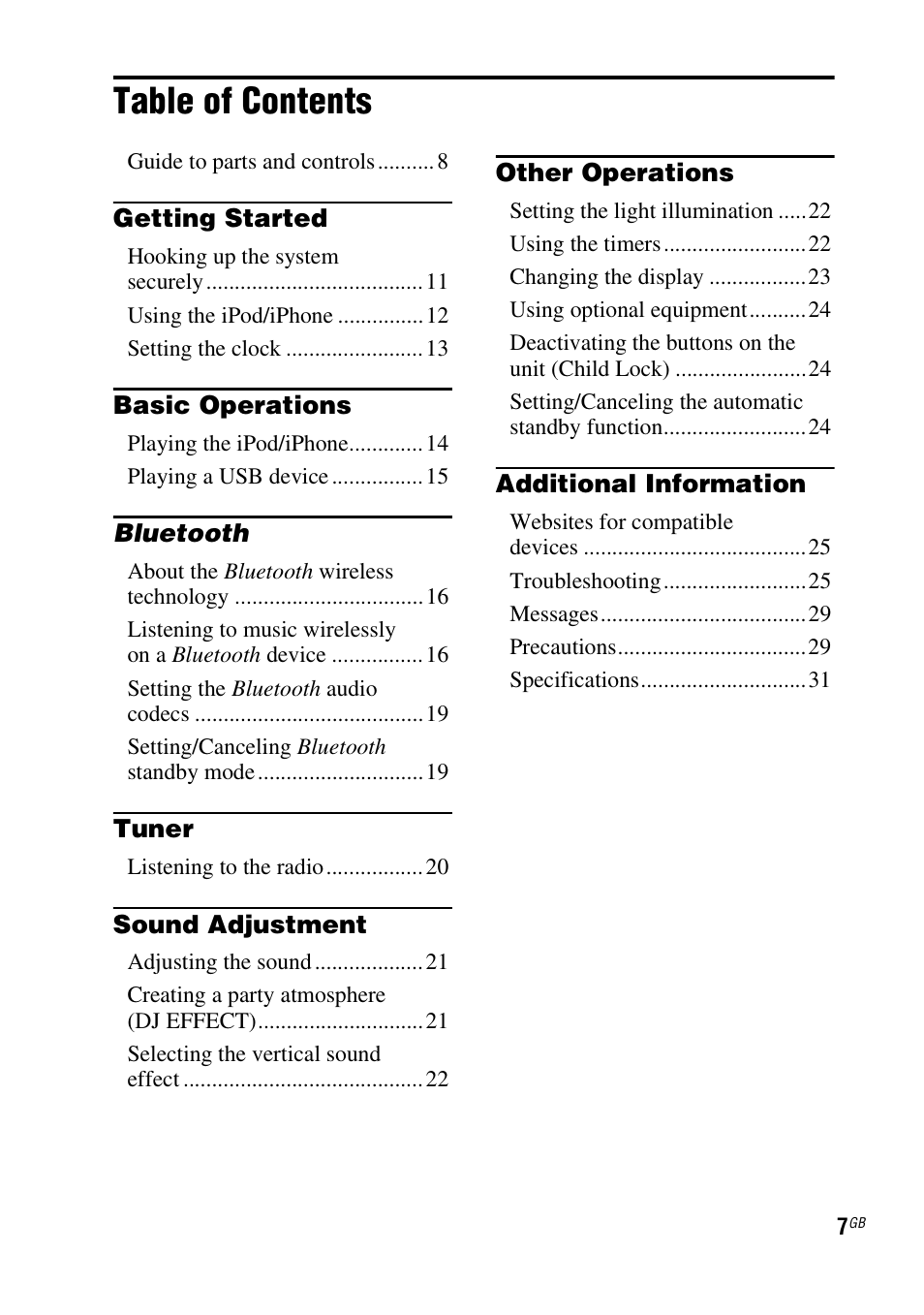 Sony RDH-GTK37iP User Manual | Page 7 / 36