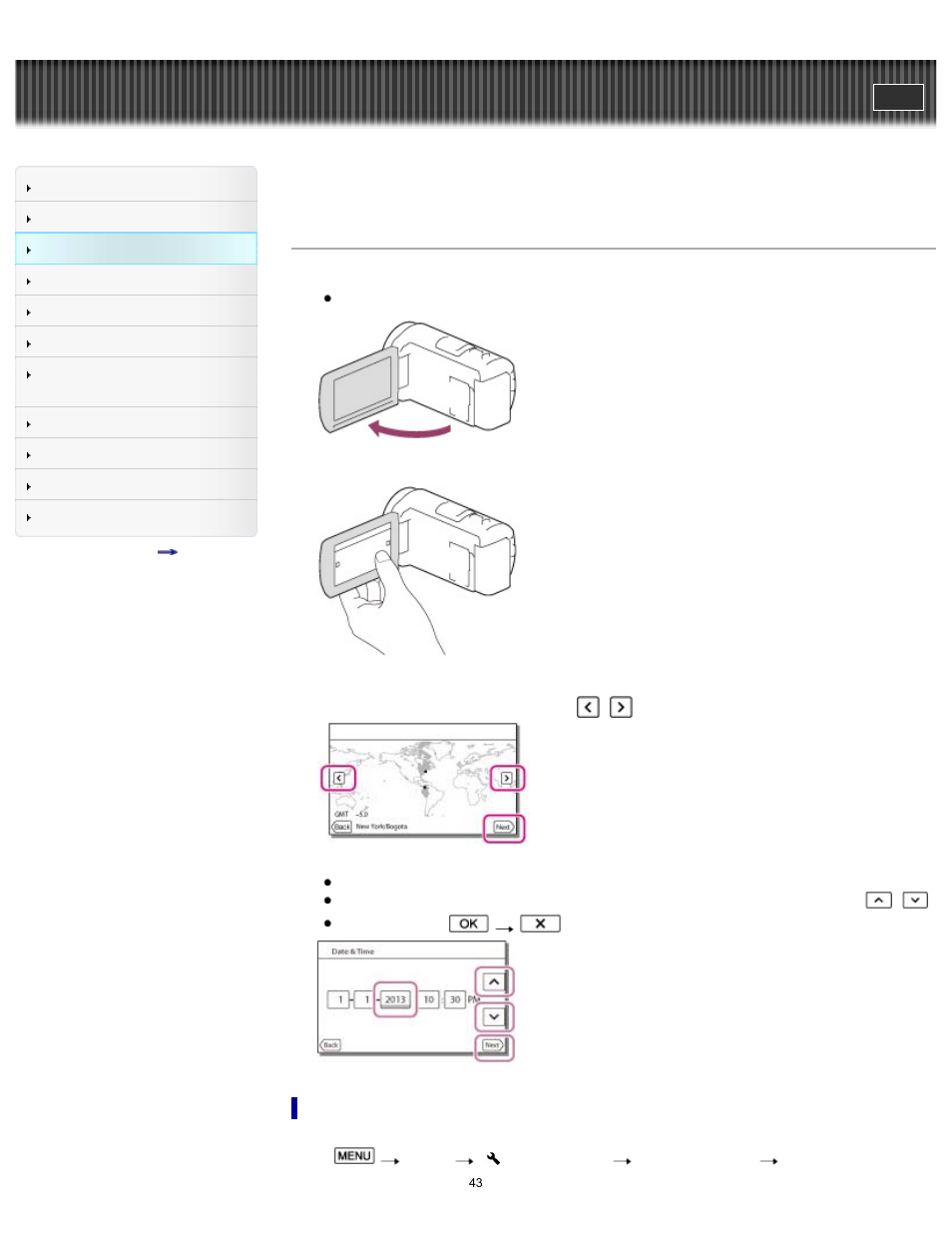 Handycam" user guide | Sony HDR-CX430V User Manual | Page 43 / 266