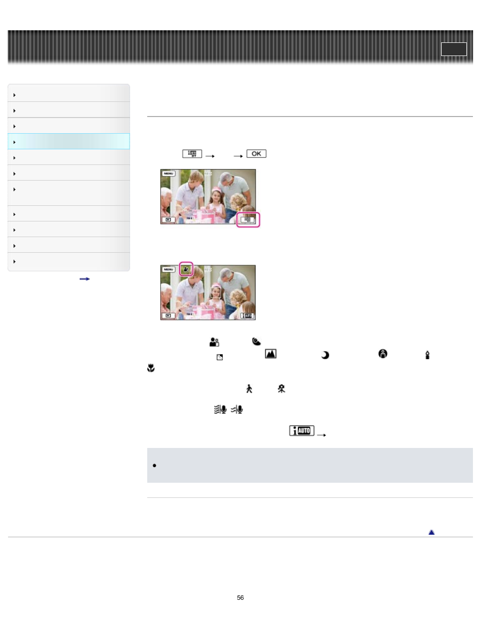 Intelligent auto, Handycam" user guide | Sony HDR-CX430V User Manual | Page 56 / 266