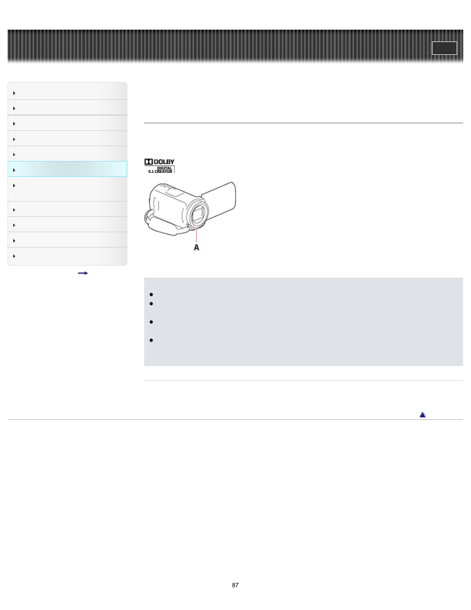 Enjoying 5.1ch surround sound, Handycam" user guide | Sony HDR-CX430V User Manual | Page 87 / 266