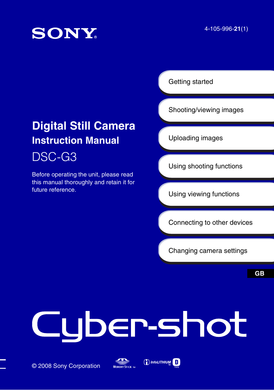 Sony DSC-G3 User Manual | 64 pages