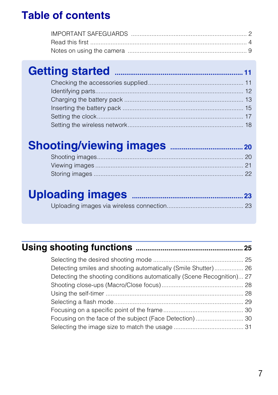 Sony DSC-G3 User Manual | Page 7 / 64