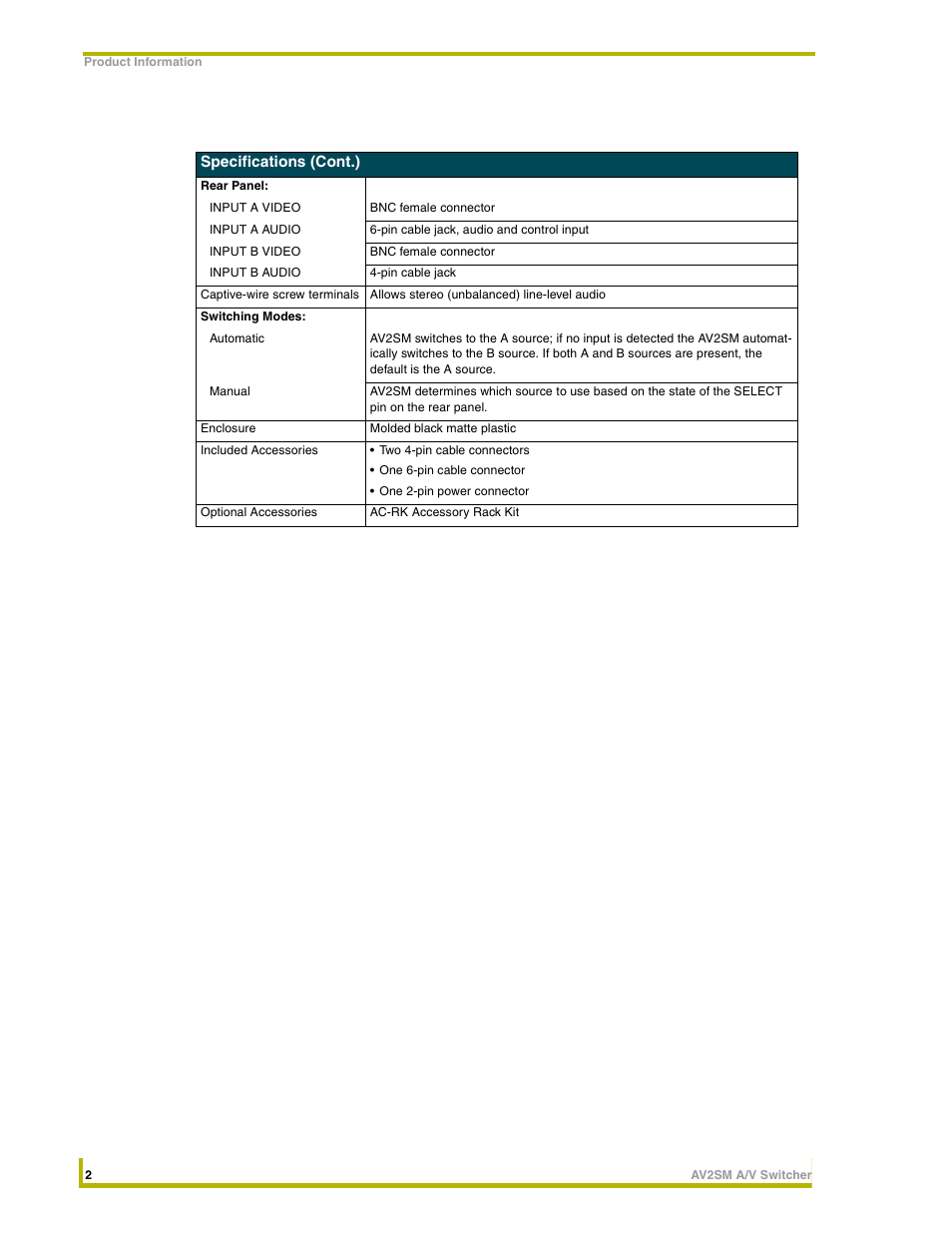 AMX AV2SM User Manual | Page 6 / 12