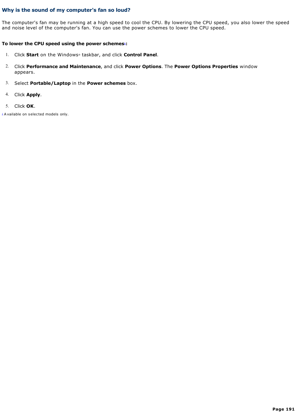Why is the sound of my computer's fan so loud | Sony VGN-A600P User Manual | Page 191 / 269