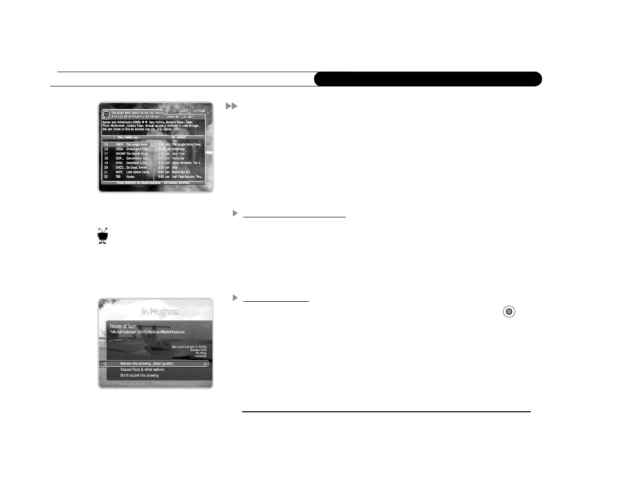 Tour two: the tivo live guide | Sony SVR-3000 User Manual | Page 20 / 122