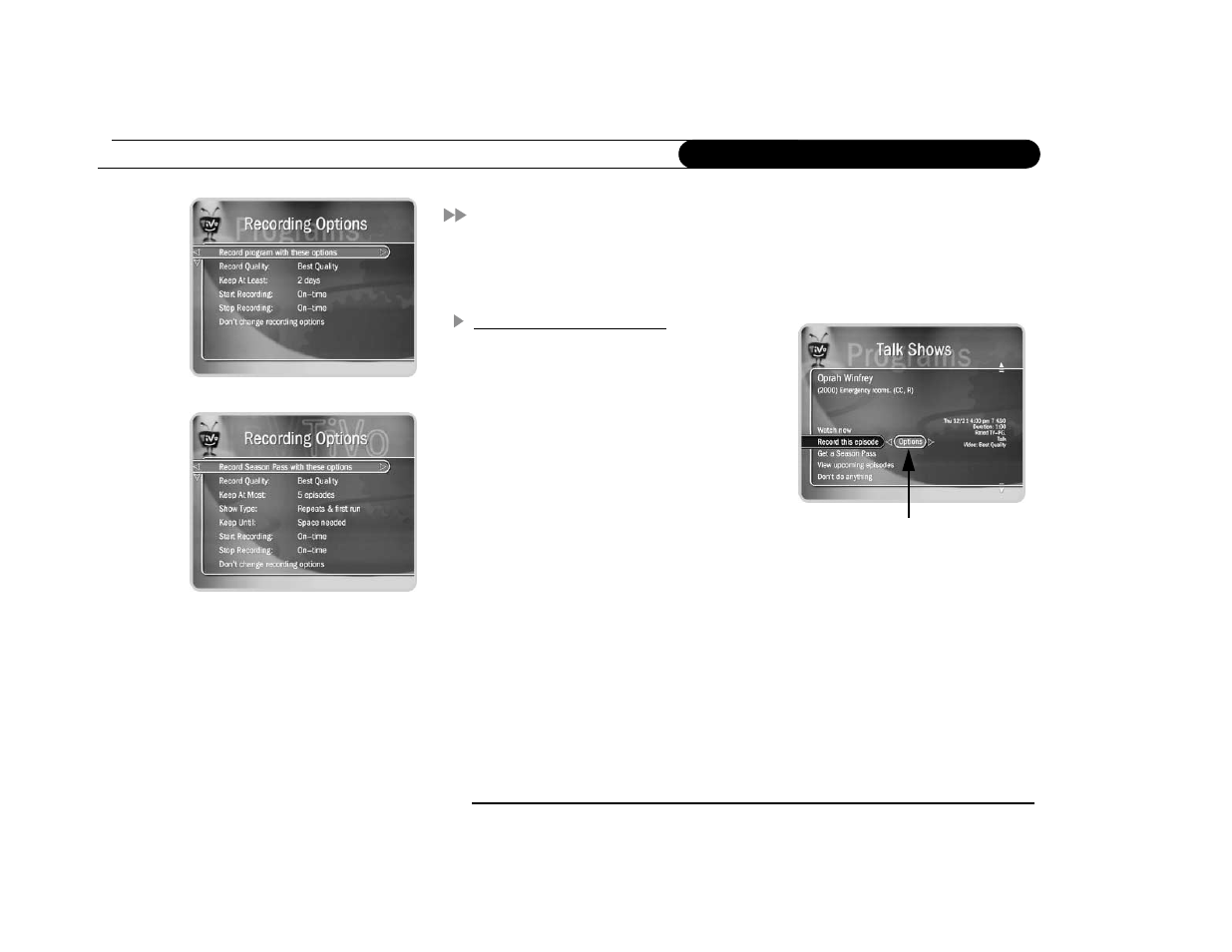 Recording options | Sony SVR-3000 User Manual | Page 42 / 122