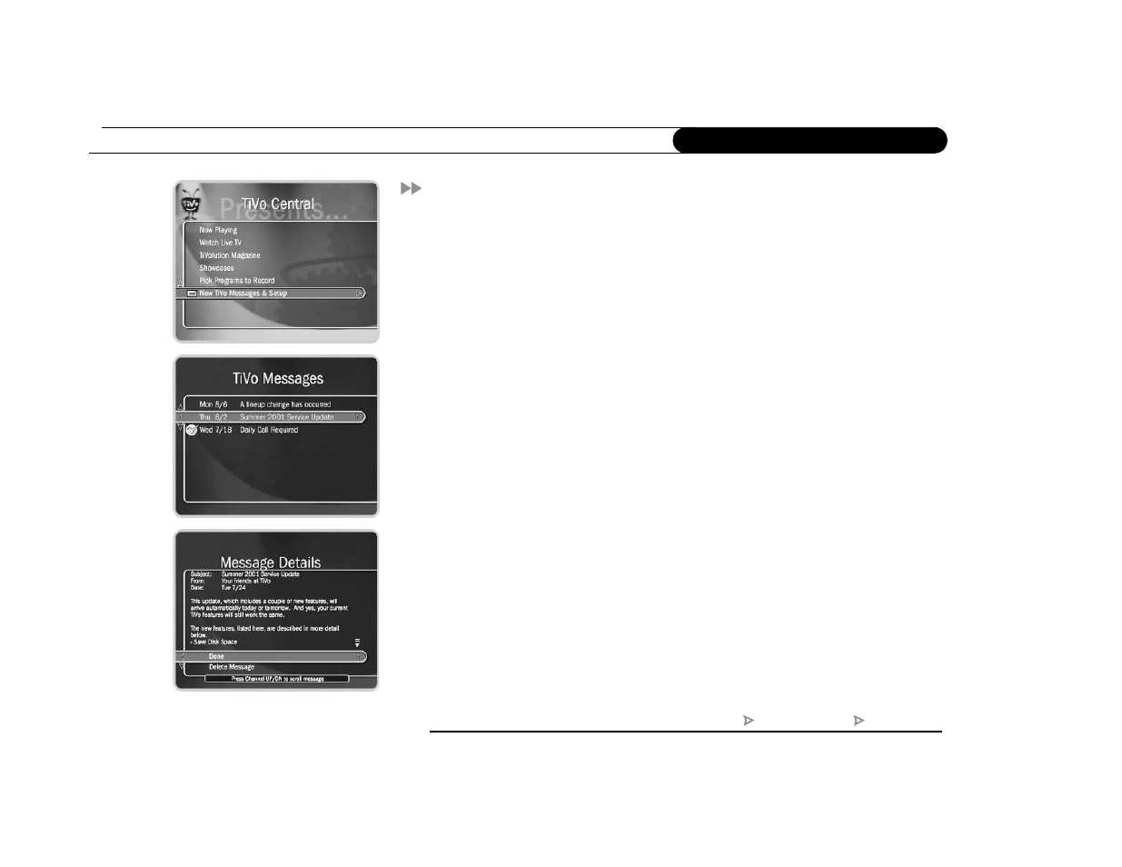 Tivo messages | Sony SVR-3000 User Manual | Page 60 / 122