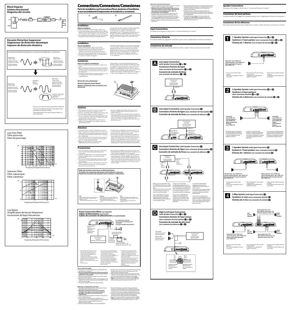 Connections/connexions/conexiones | Sony XM-GS100 User Manual | Page 2 / 2