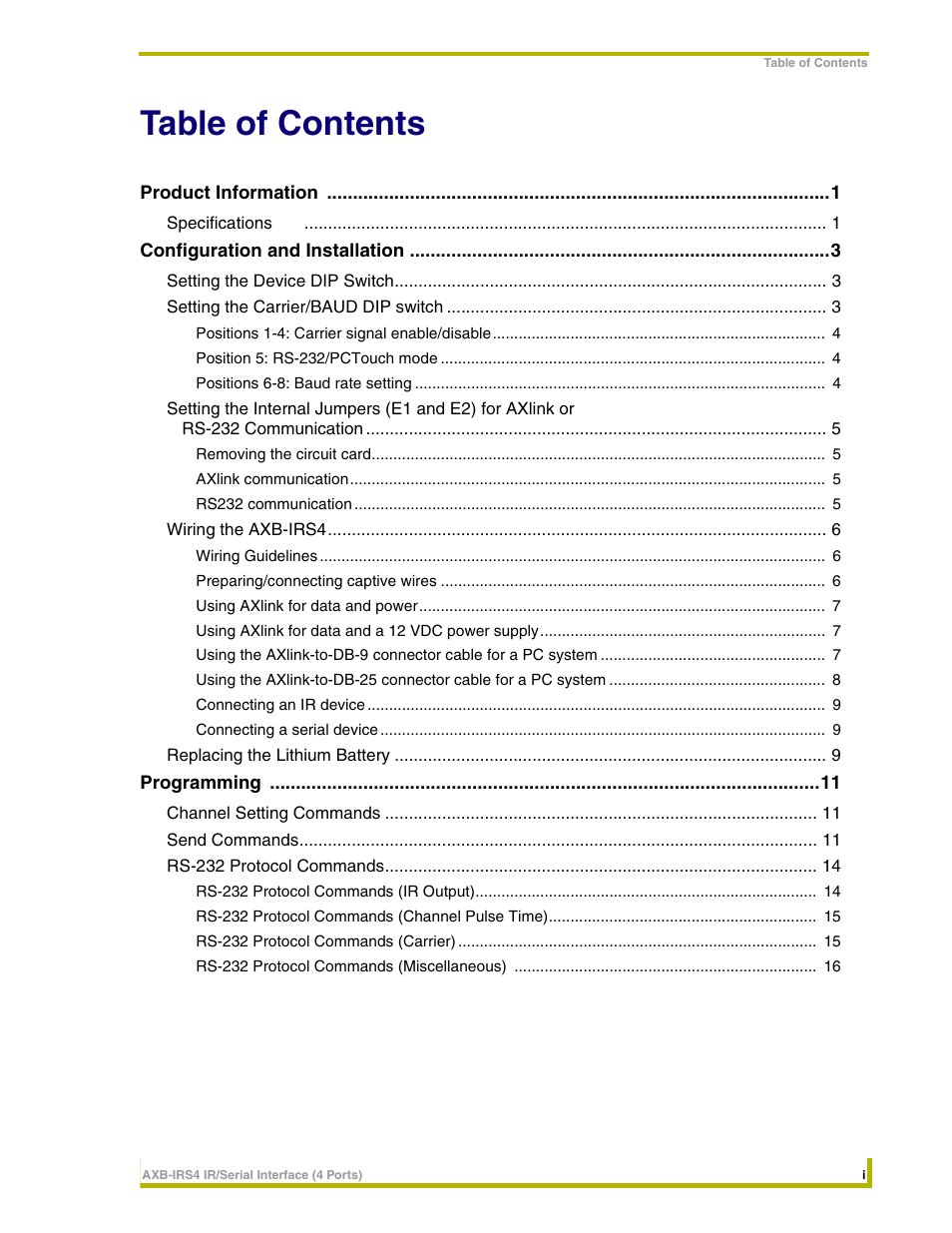 AMX Interface Port AXB-IRS4 User Manual | Page 3 / 22