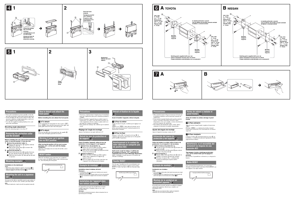 Ab 1 2, Toyota, Nissan | Sony CDX-GT705DX User Manual | Page 2 / 2