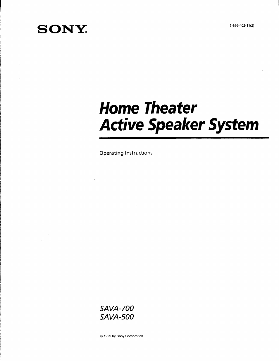 Sony SA-VA500 User Manual | 20 pages