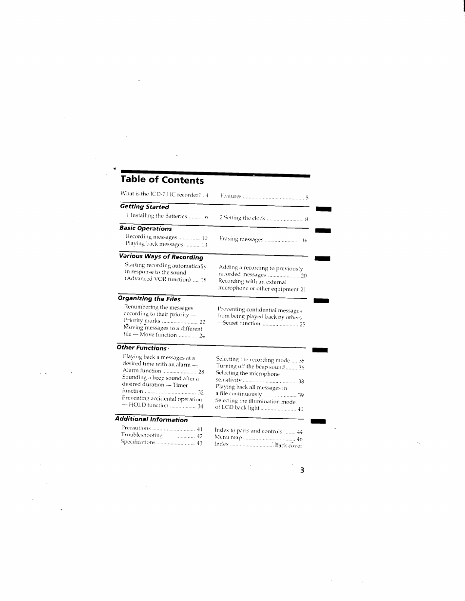 Sony ICD-70 User Manual | Page 3 / 48