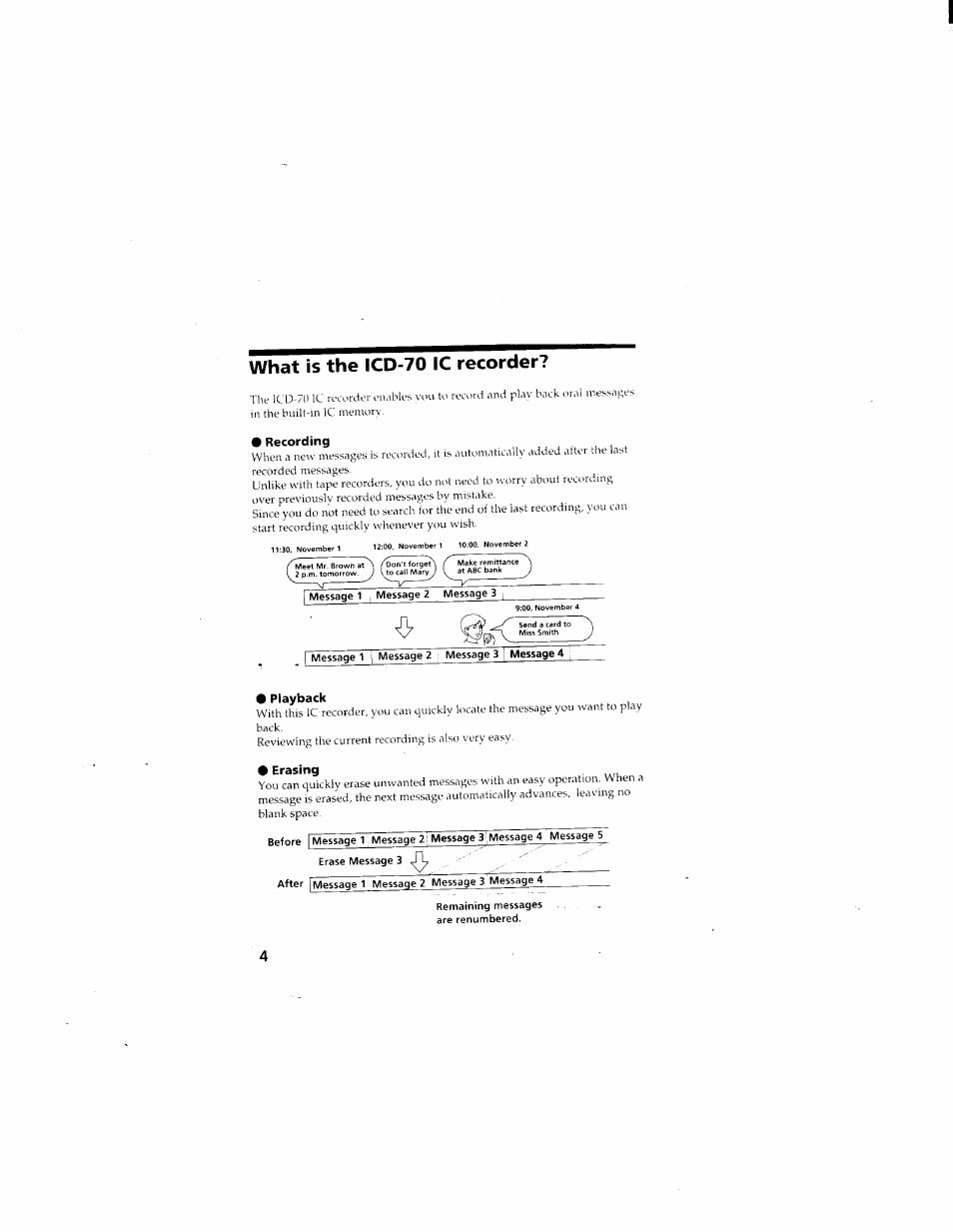 What is the icd-70 1c recorder | Sony ICD-70 User Manual | Page 4 / 48