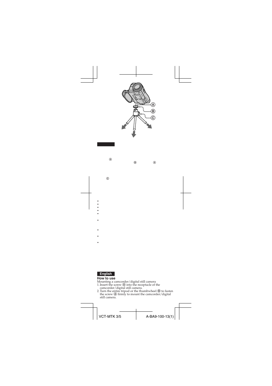 A b c | Sony VCT-MTK User Manual | Page 3 / 5