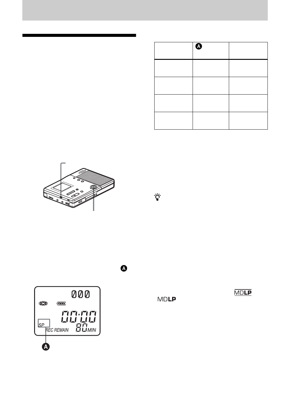 Various ways of recording, Long-time recording (mdlp), N (18) | Y (18), Tion (18) | Sony MZ-B10 User Manual | Page 18 / 60