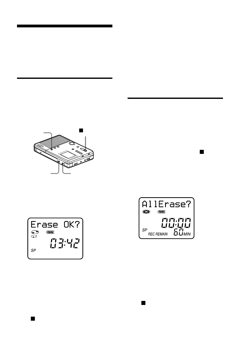 Erasing tracks (erase), To erase a track, To erase the whole disc | To erase a track to erase the whole disc, K, pr, Pressi, 31 erasing tracks (erase) | Sony MZ-B10 User Manual | Page 31 / 60