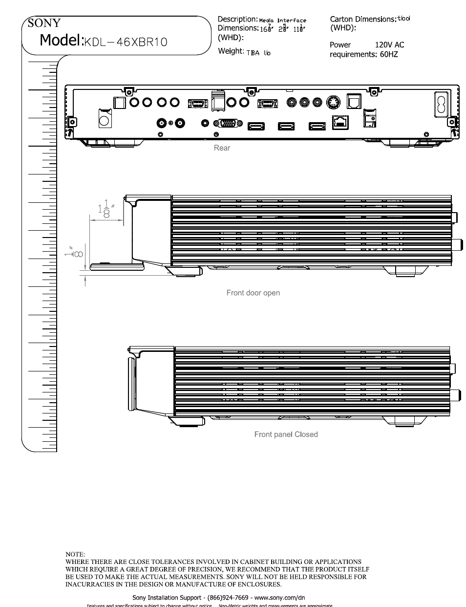 Sony KDL-46XBR10 User Manual | Page 5 / 5