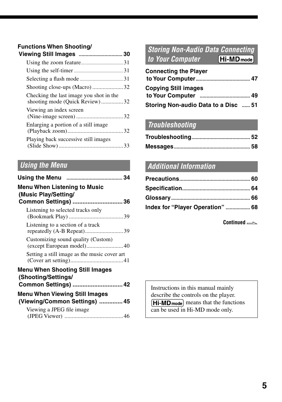 Sony MZ-DH10P User Manual | Page 5 / 99