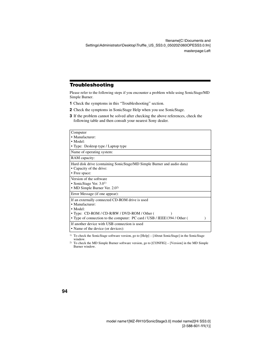 Troubleshooting | Sony MZ-DH10P User Manual | Page 94 / 99