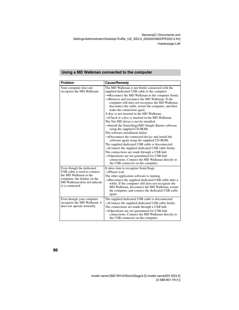 Using a md walkman connected to the computer | Sony MZ-DH10P User Manual | Page 96 / 99