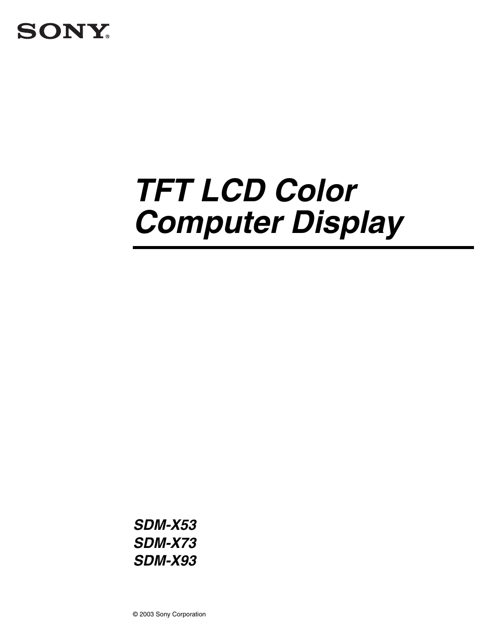 Sony SDM-X53 User Manual | 26 pages