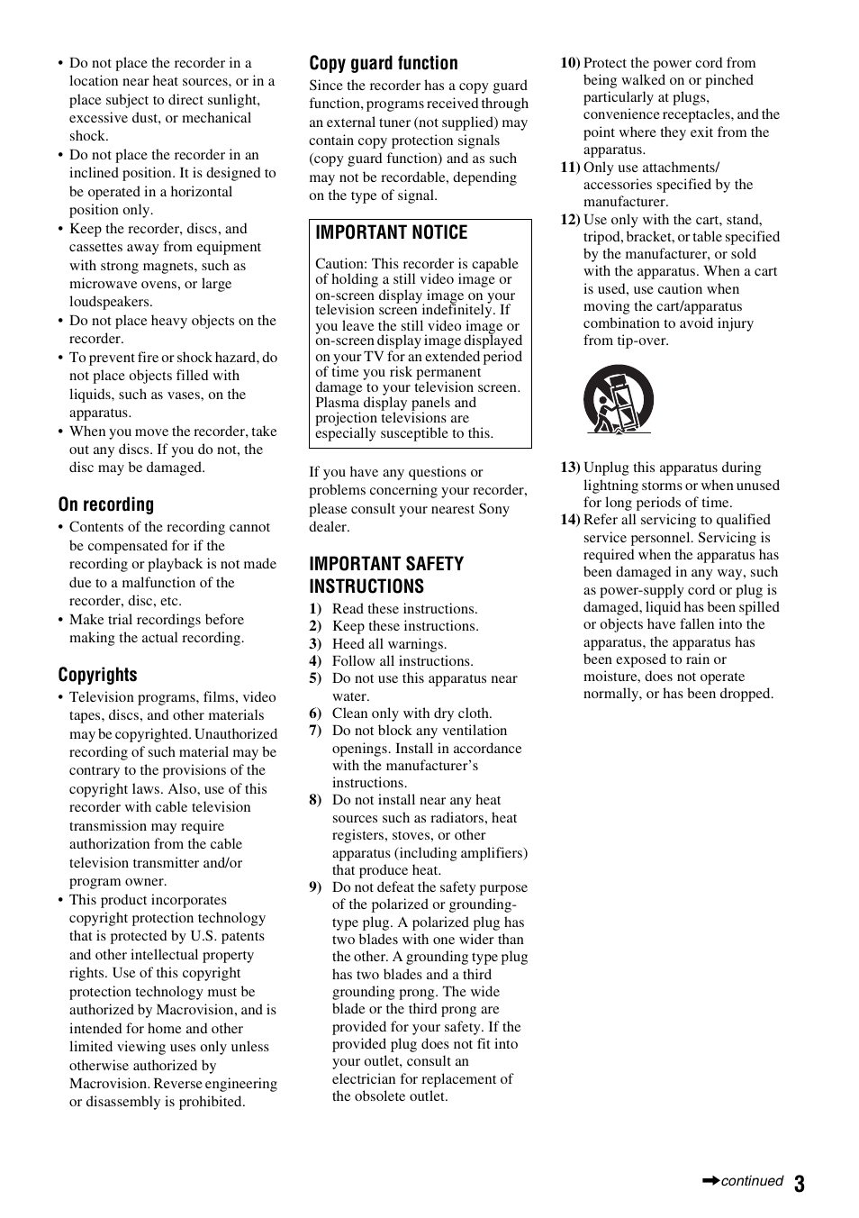 Sony RDR-VX525 User Manual | Page 3 / 160