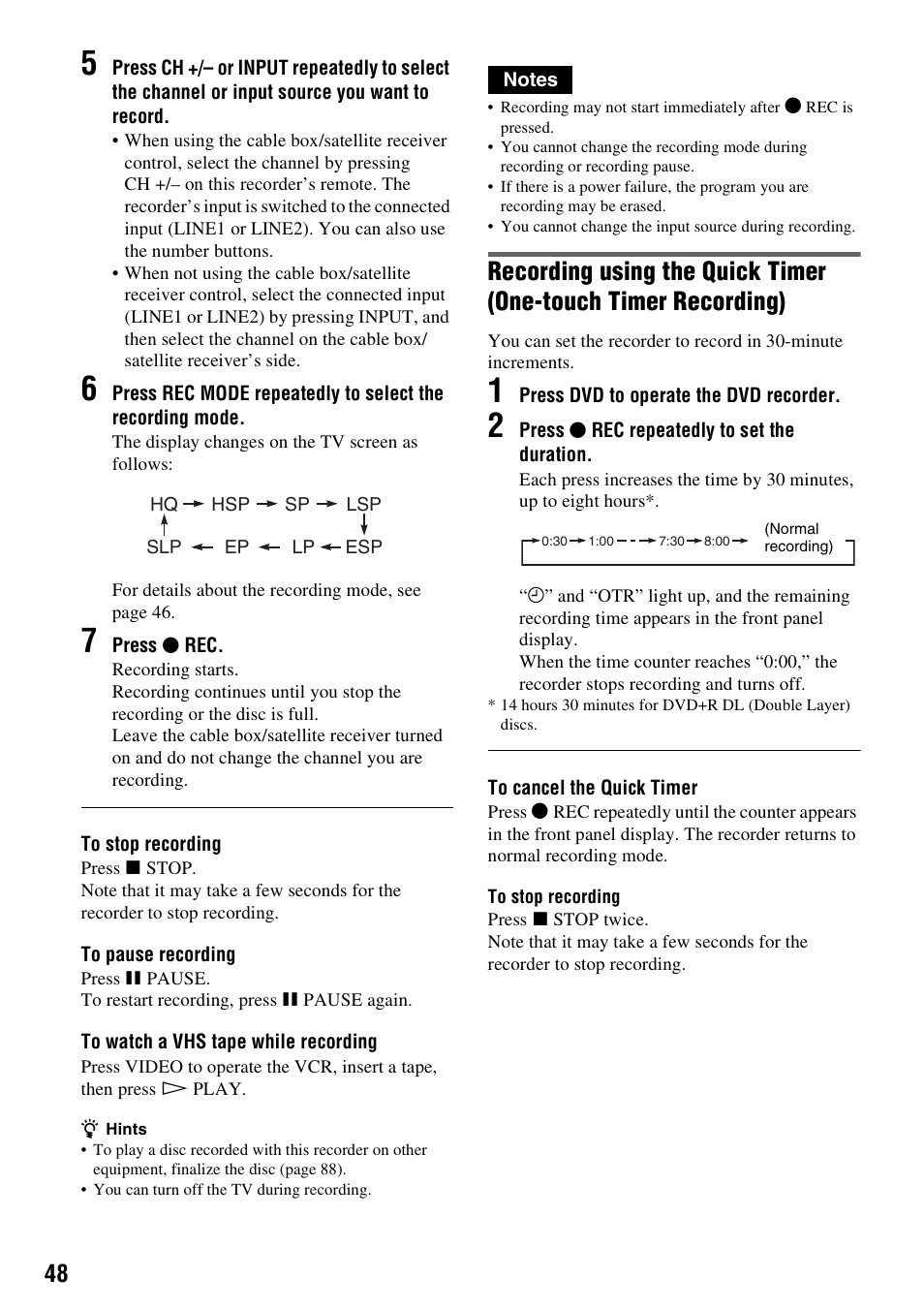 Sony RDR-VX525 User Manual | Page 48 / 160