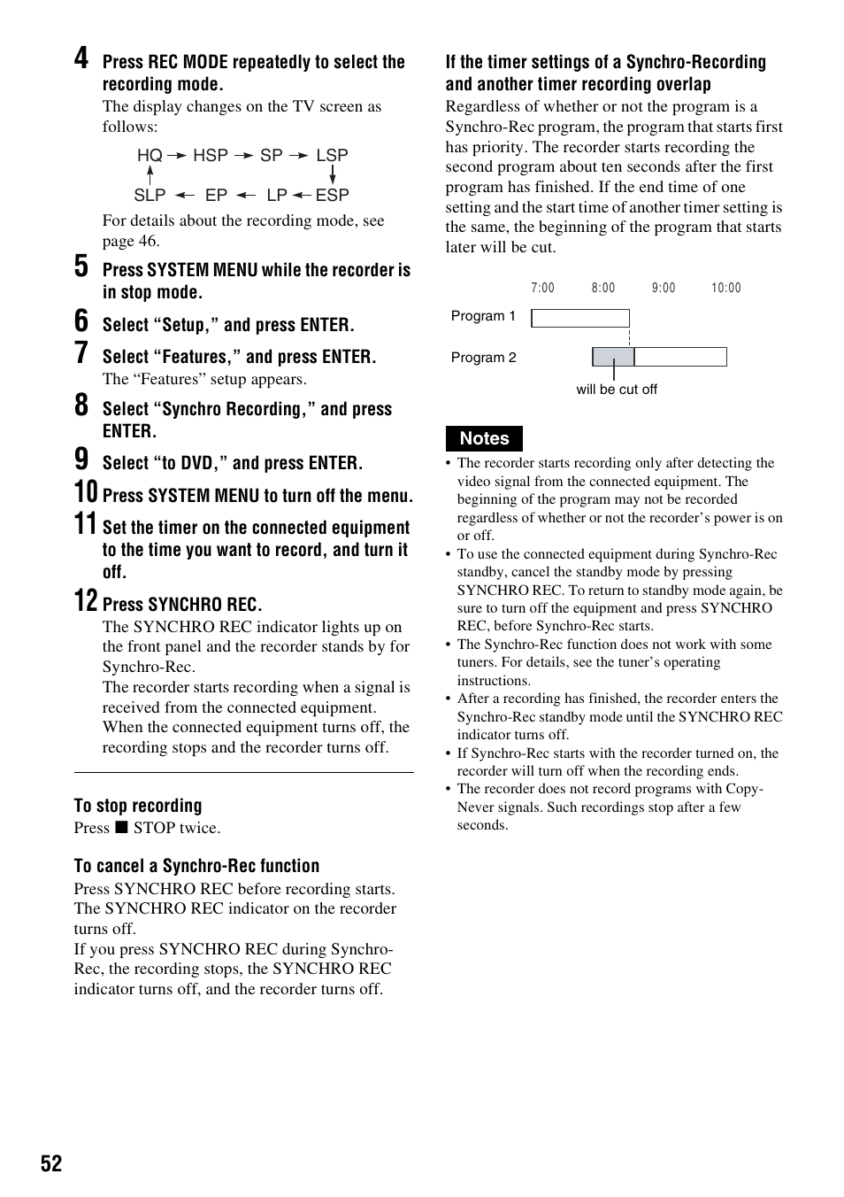Sony RDR-VX525 User Manual | Page 52 / 160
