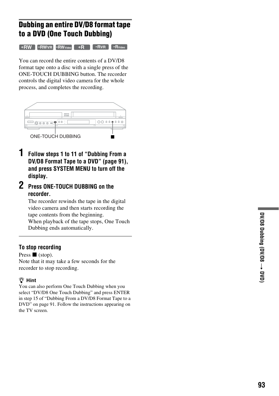 Sony RDR-VX525 User Manual | Page 93 / 160