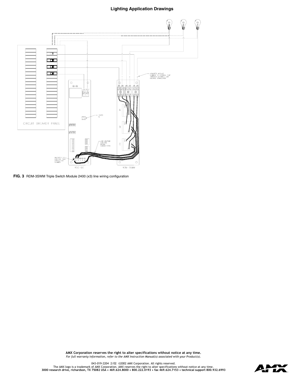 Lighting application drawings | AMX Triple Switch Module 20A RDM-3SWM User Manual | Page 2 / 2