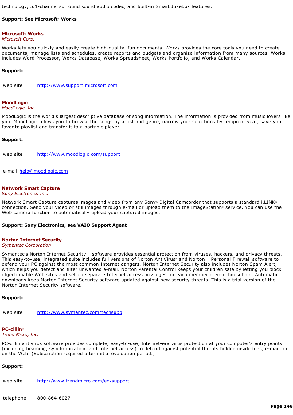 Sony PCG-V505DC1P User Manual | Page 148 / 152