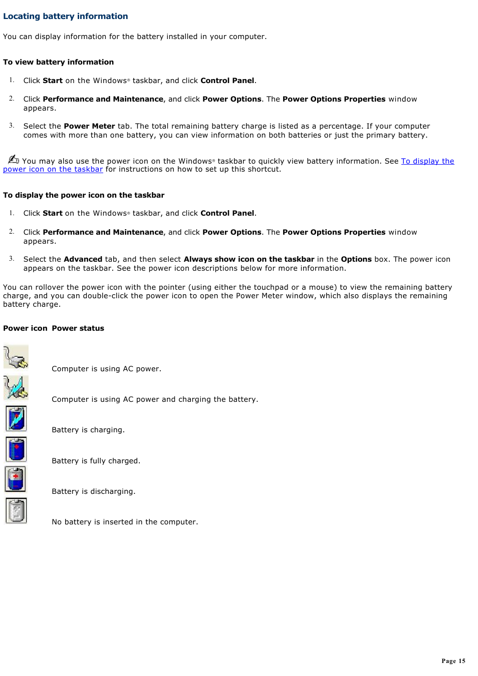 Locating battery information | Sony PCG-V505DC1P User Manual | Page 15 / 152