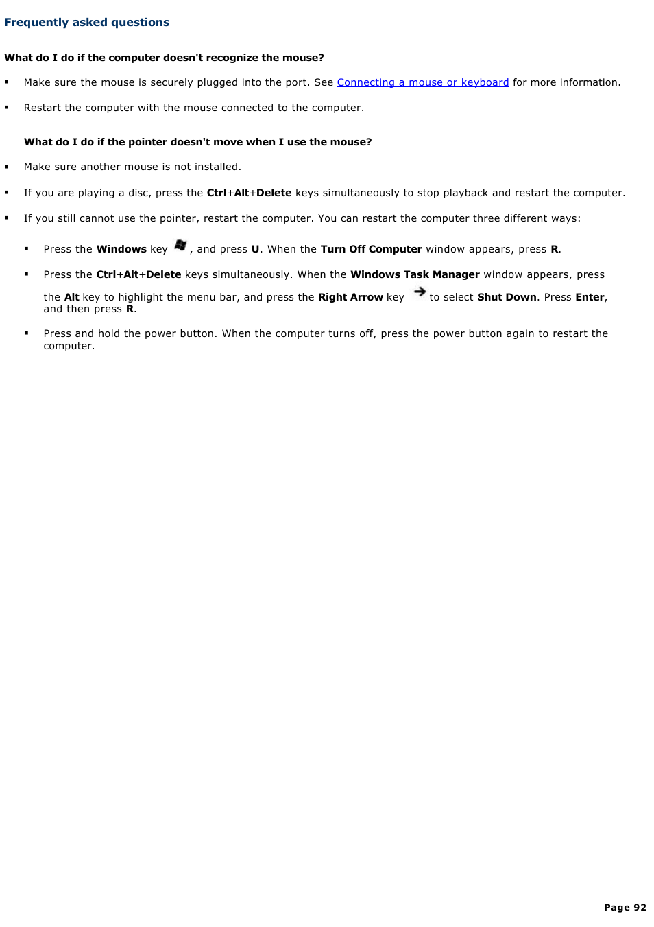 Frequently asked questions | Sony PCG-V505DC1P User Manual | Page 92 / 152